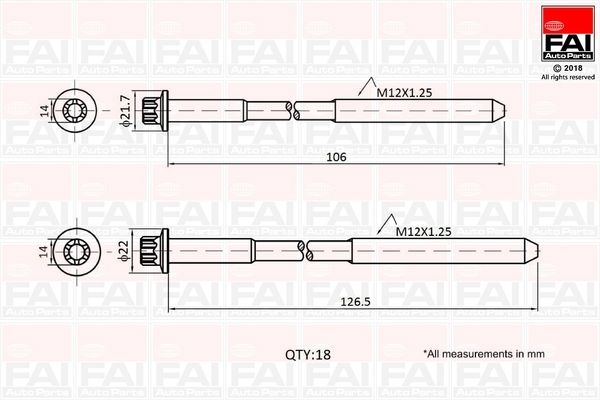 FAI AUTOPARTS Klapikaanekruvikomplekt B1027